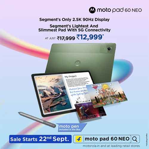 Motorola launches moto pad 60 NEO in India: Slim 5G tablet with 11-inch 2.5K display